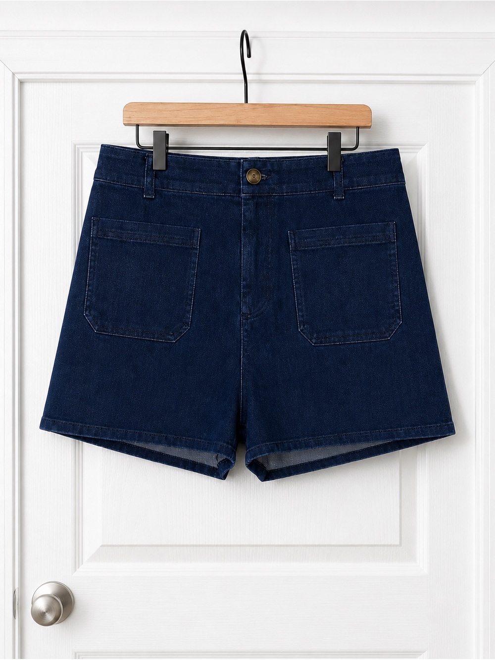 Maeve Dark Navy Denim Pocket Shorts Sz 34